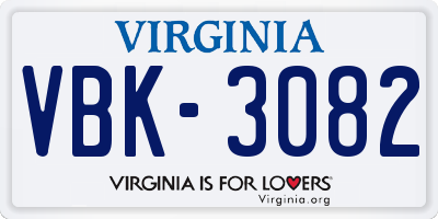VA license plate VBK3082