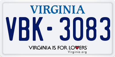 VA license plate VBK3083