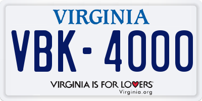 VA license plate VBK4000