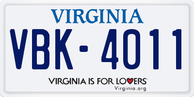 VA license plate VBK4011
