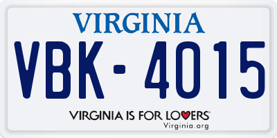 VA license plate VBK4015