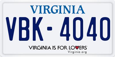 VA license plate VBK4040
