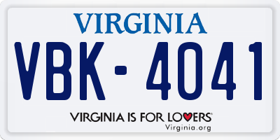 VA license plate VBK4041