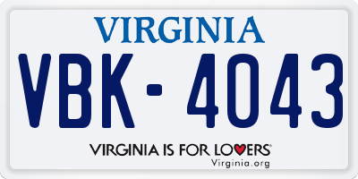 VA license plate VBK4043