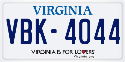 VA license plate VBK4044