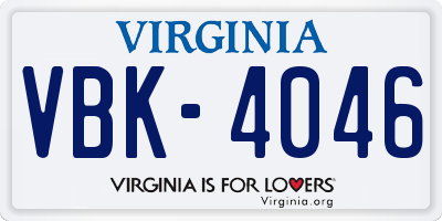 VA license plate VBK4046