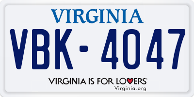 VA license plate VBK4047