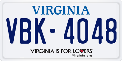 VA license plate VBK4048