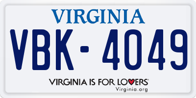 VA license plate VBK4049