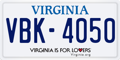 VA license plate VBK4050