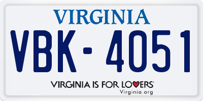 VA license plate VBK4051