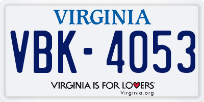 VA license plate VBK4053