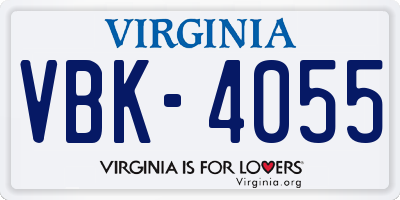 VA license plate VBK4055