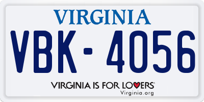 VA license plate VBK4056