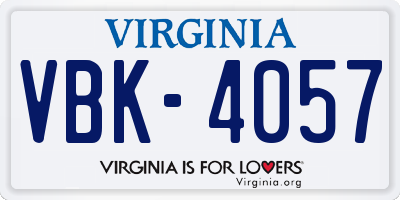 VA license plate VBK4057