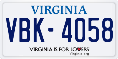 VA license plate VBK4058