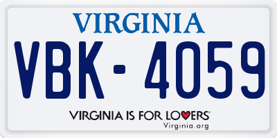 VA license plate VBK4059