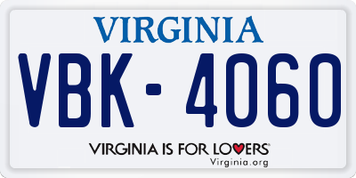 VA license plate VBK4060