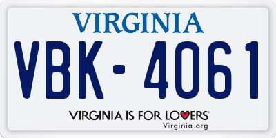 VA license plate VBK4061