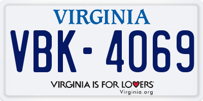 VA license plate VBK4069