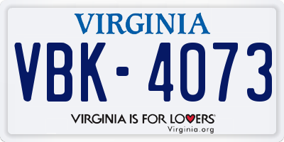 VA license plate VBK4073