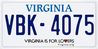 VA license plate VBK4075