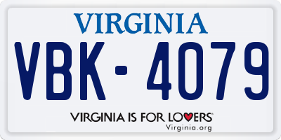 VA license plate VBK4079