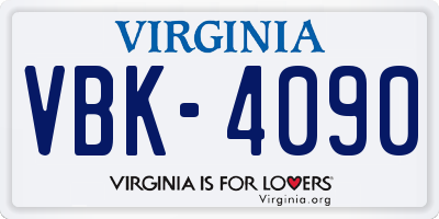 VA license plate VBK4090