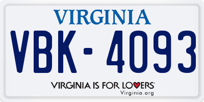 VA license plate VBK4093