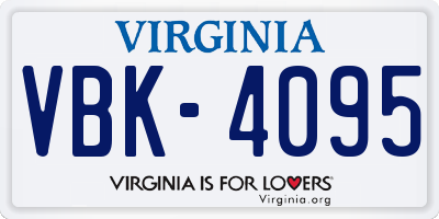 VA license plate VBK4095