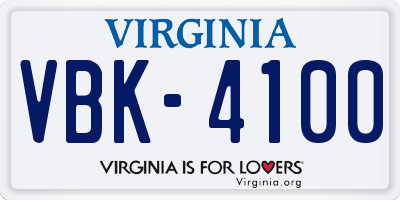 VA license plate VBK4100