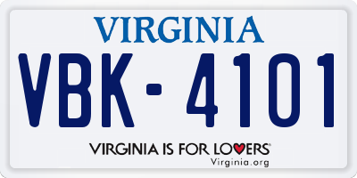 VA license plate VBK4101