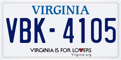 VA license plate VBK4105