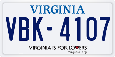 VA license plate VBK4107