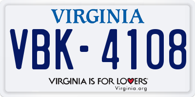 VA license plate VBK4108