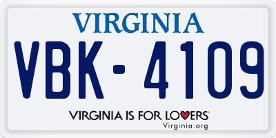 VA license plate VBK4109