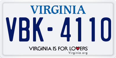 VA license plate VBK4110