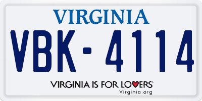 VA license plate VBK4114