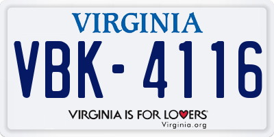 VA license plate VBK4116