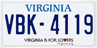 VA license plate VBK4119