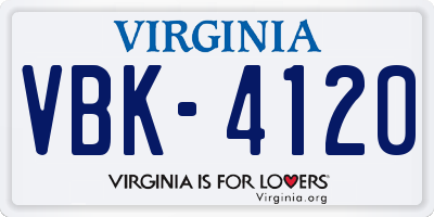 VA license plate VBK4120