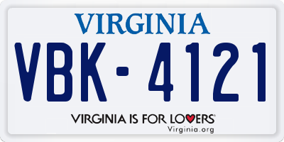 VA license plate VBK4121