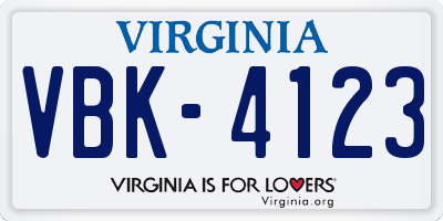 VA license plate VBK4123
