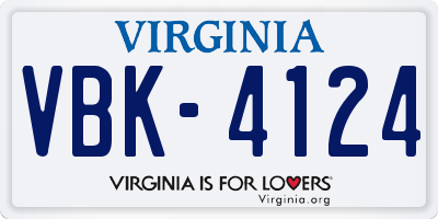 VA license plate VBK4124