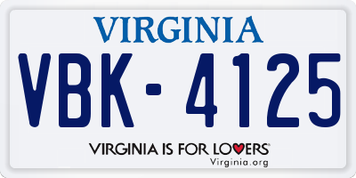 VA license plate VBK4125