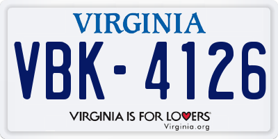 VA license plate VBK4126