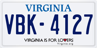 VA license plate VBK4127