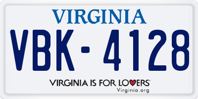 VA license plate VBK4128