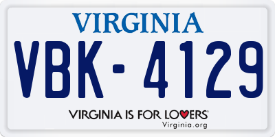 VA license plate VBK4129