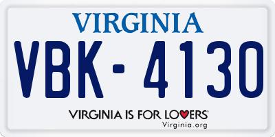 VA license plate VBK4130